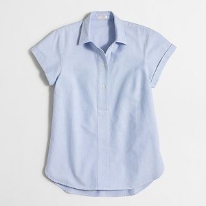 J.Crew EUC Short-Sleeve Blue Oxford Popover Shirt